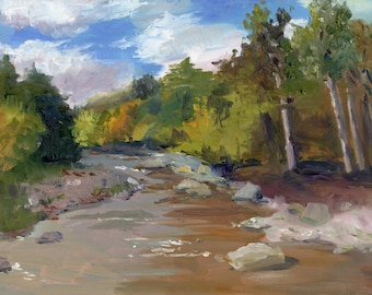 Rock River in the Fall , 8 x 10 inch matted giclee, fall foliage in Vermont