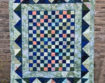 Evvy Thing Batik patchwork Lap quilt, baby quilt, wall hanging