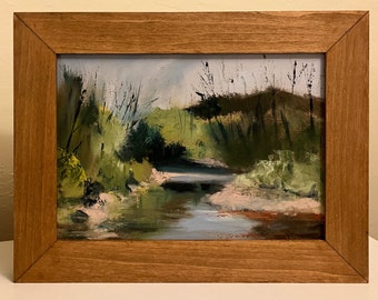 Spring on the River,Vermont,  Plein Air Oil Painting, Framed