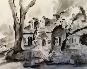 Cedars House Cafe, ink and wash   8 x 10 inch matted giclee