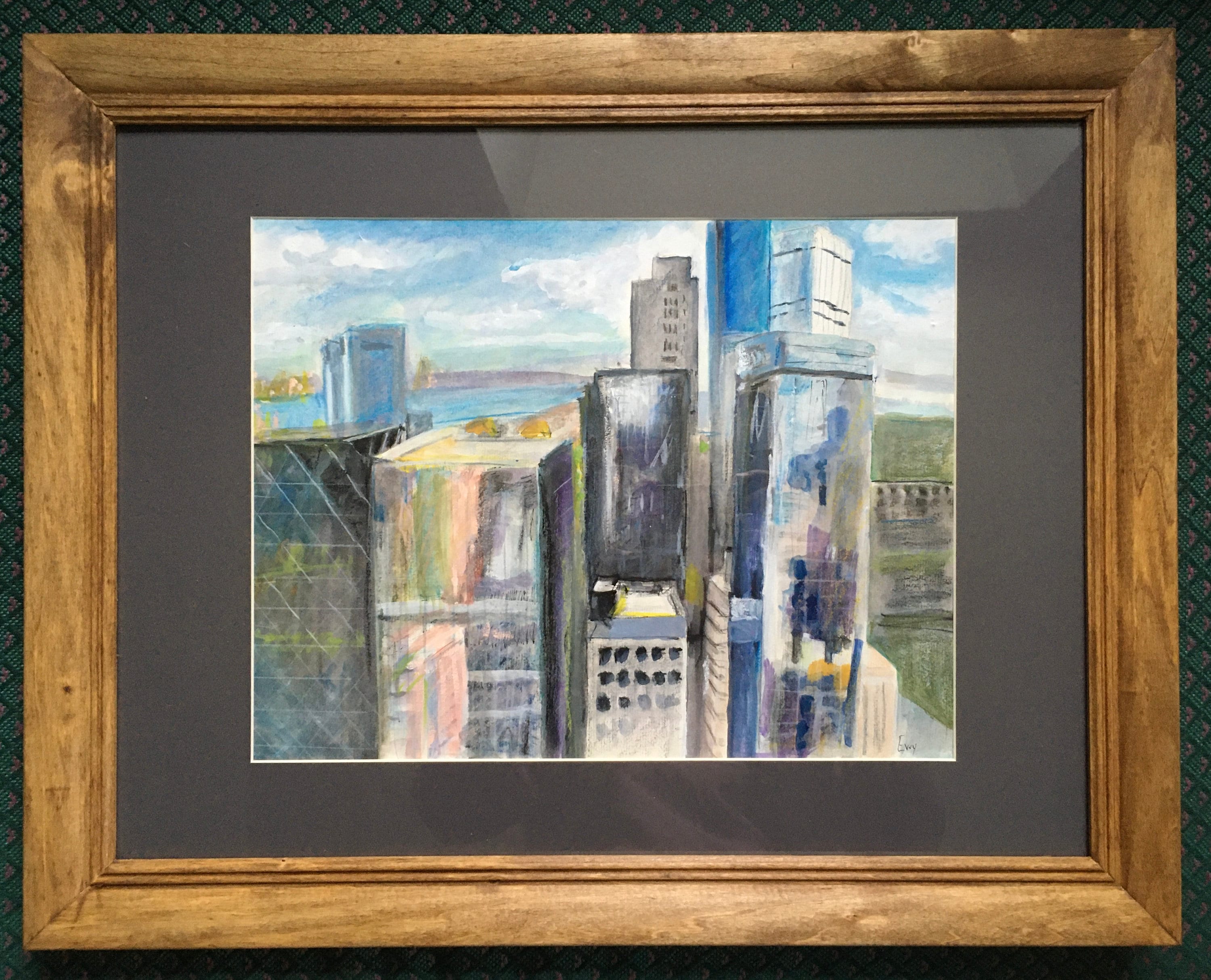 NY Skyline, Mixed Media Painting, Framed - Etsy