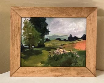 Late Afternoon Fields ,giclee on canvas of  Plein Air Oil Painting, Framed