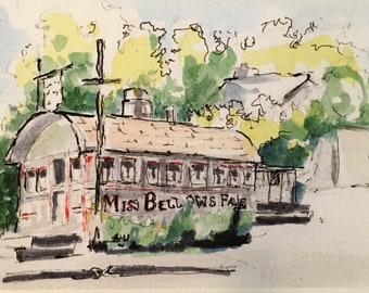 Miss Bellows Falls Diner, ink and wash   8 x 10 inch matted giclee