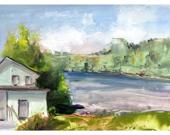 Marie's Cottage on Granite Lake, giclee print, Framed