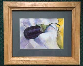 Baby Eggplant is Napping, oil painting, framed