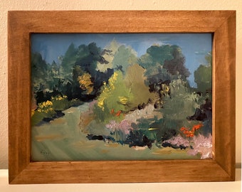 The Summer Path, Chanticleer Gardens, Plein Air Oil Painting, Framed