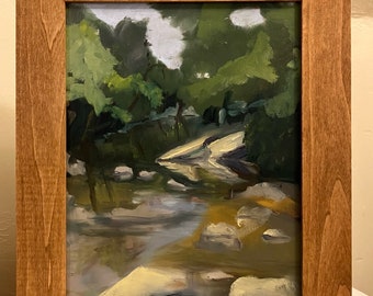 Wissahickon Rocks! Valley Green, Plein Air Oil Painting, Framed