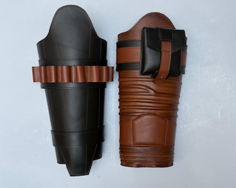 Handgemaakte leren Mandalorian beenbescherming – Star Wars cosplay kostuum beenbescherming, Din Djarin geïnspireerd rekwisiet