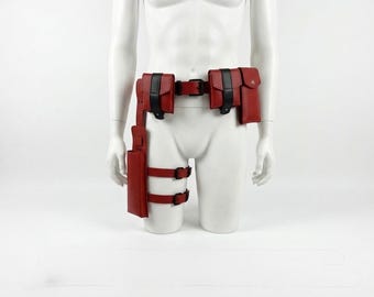 Daredevil Cosplay Riemtasje, Bordeauxrood Leren Gebruikstasje, Superhelden Kostuumaccessoire, Handgemaakte Stripfiguren Kostuumuitrusting
