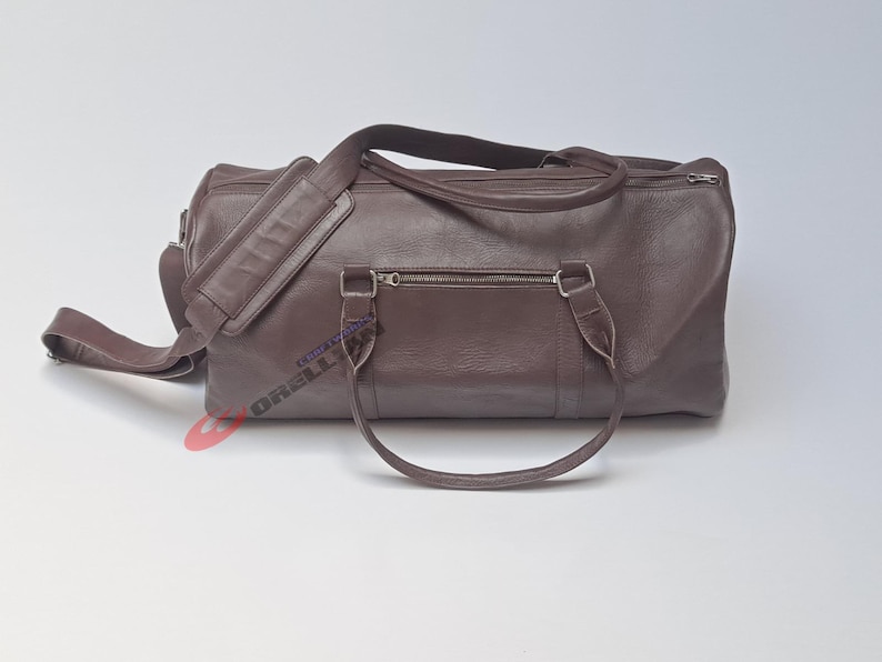 Personalized Full Grain Leather Duffle Bag: Handmade Monogrammed Weekend Travel Bag