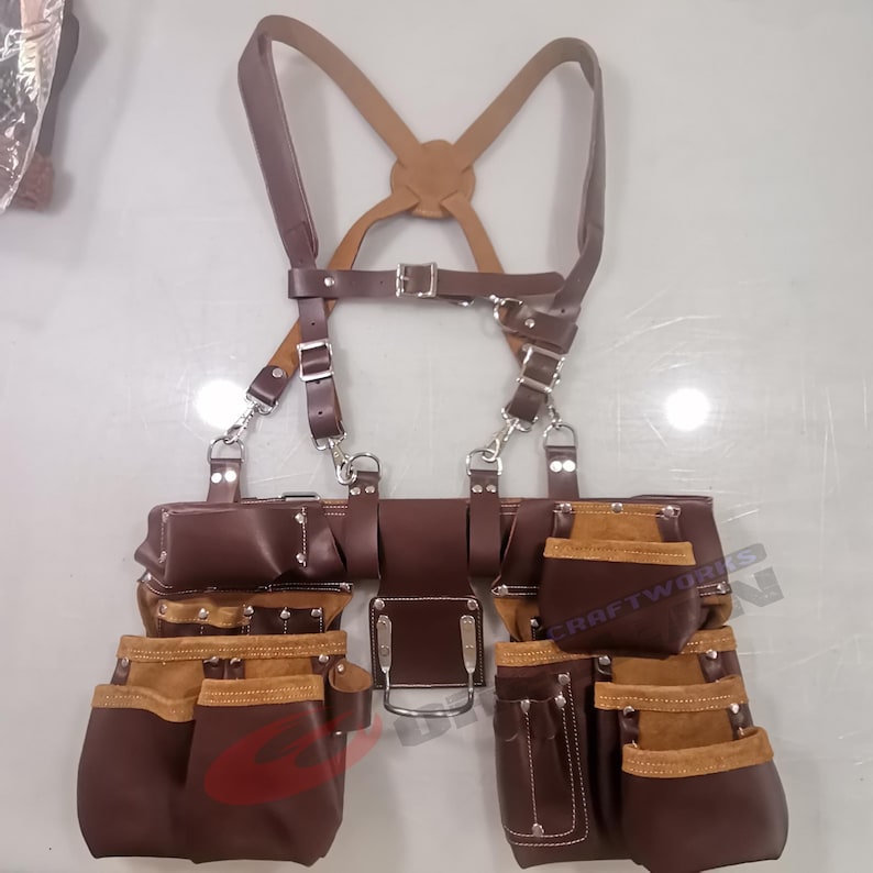 Genuine Leather Heavy Duty Tool Belt: Personalised Handcrafted Carpenter Electrician Tool For Storage