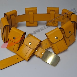 Costume Leather Belt Super Hero Fan Utility Belt and Tan Pouches Inspired By costume Cosplay Style belt