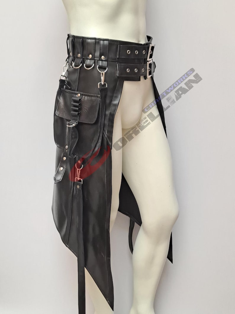 Genuine Leather Kilt Skirt: Punk Rock Rave Festival Costume