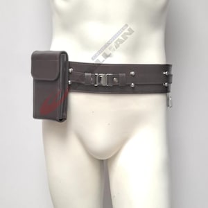 Costume Belt Obi-Wan Kenobi Jedi , Sith Belt Genuine Leather, Saber Clip, Pouch Included Star War Replica Jedi Leather Belt