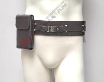 Echte leren Jedi-riem: Obi-Wan Kenobi-stijl, sabelclip en zakje
