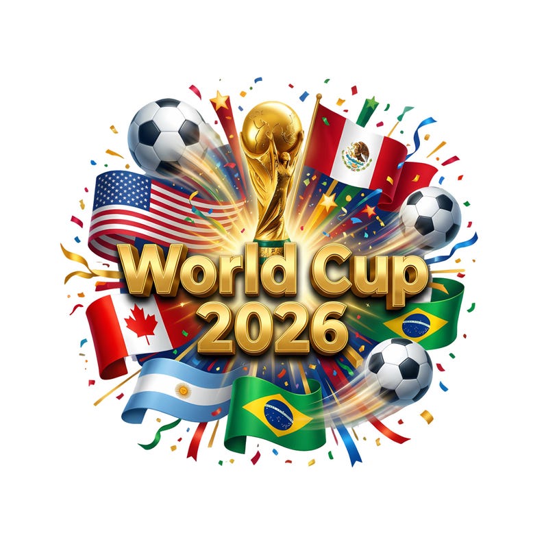 FIFA World Cup 2026 PNG, Soccer Trophy Transparent Clipart, International Flags, Digital Download image 1