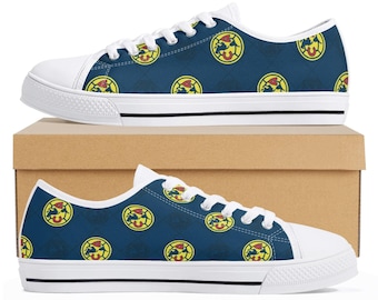 Club America Crest Team Design - Rubber Low Top Canvas Shoes for Men and Women