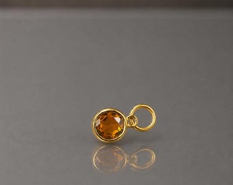 18k Gold Citrine Pendant: Dainty November Birthstone Charm, Summer Jewelry