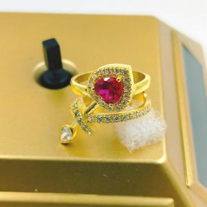 925 Sterling Silver Natural Ruby Heart Gemstone Ring / Diamond Designer Minimalist Ring /Heart Arrow Charm Gemstone /  Proposal Gift For Her