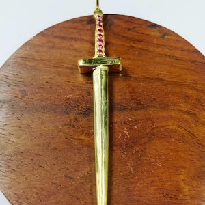 Gold Fill Sword Ruby Pendant | Sterling Silver Sword Necklace | Gold Sword Jewelry | Men&#39;s Silver 925 Sword Silver Bold Jewelry