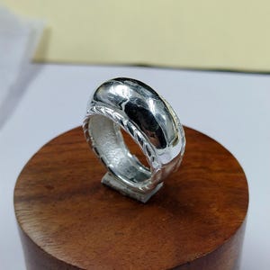 Dome Ring Wide, 925 Sterling Silver band ring, Men&#39;s Wedding Band Ring for men, Chunky Silver Wide Band Silver Bold Accessory, Gift For Him