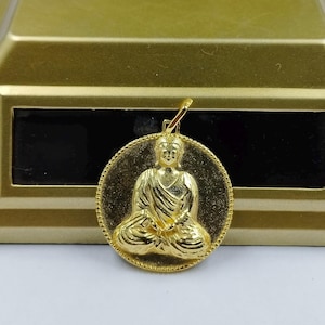 14K Gold Buddha Necklace, Jade Buddha Pendant, Gold Fill Buddhism Disc Jewelry, Spiritual Buddhism Charm, Religious Necklace, Buddha Pendant