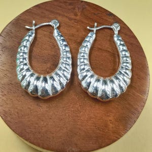 Silver Hoop Earrings, Small Puff Hoop Earrings, Wide Chubby Creole Silver Hoops, Women Silver Hoops, Creole Hoop Jewelry, Chunky Earrings