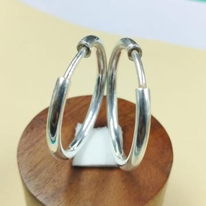 925 Sterling Silver Hoop Earrings /  huggee hoops Silver / Pave Hoop / clip closure Silver Jewelry / Chunky Silver Hoop / Gift For Her
