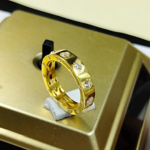 Diamond Band In Gold Fill Sterling silver, Diamond Ring, Channel Set Diamonds, Diamond Wedding Ring, Handmade Silver Jewelry, Birthday gift
