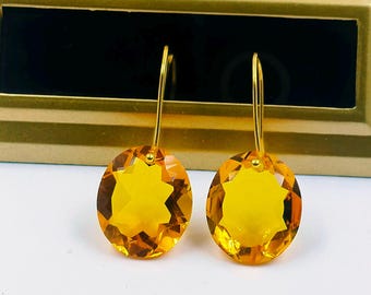 14k Gold Fill Madeira Citrine Earrings, Sterling Silver, Handmade