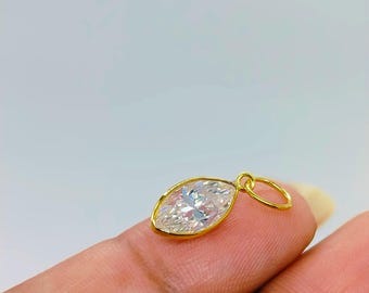 18k Gold Marquise Moissanite Pendant Necklace - 1.34ct Solitaire