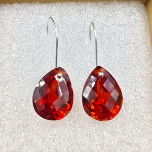 Gold Small Pear Red Ruby Earrings, Ruby Drop Earrings, July Birthstone Earrings, 925 Silver Bridal Jewelry, Ruby Jewelry Gift For Her