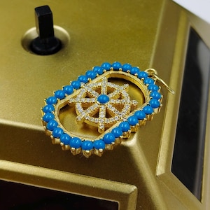 Natural Turquoise Diamond Pendant, Handmade Gold Fill Necklace, 925 Silver Pendant, Sleeping Beauty Turquoise Halo Diamond Pendant Necklace