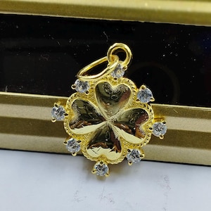 Pendentif coeur en diamants rempli d'or 14 carats : breloque en argent sterling 925 fait main