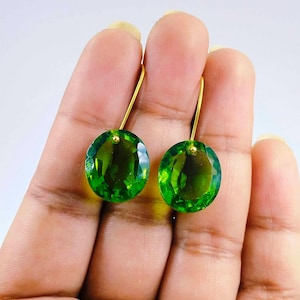 14K Gold Oval Peridot Earrings, Statement Earrings, Minimalist Birthstone Earrings, Peridot Jewelry Gift For Her, Christmas Gift.