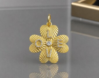 Diamond Clover Pendant, 925 Silver Shamrock Necklace