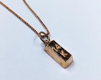 14k Gold Filled Bar Pendant – Sterling Silver Unisex Necklace