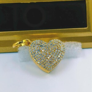 14K Solid Gold Designer Heart Charm diamond Heart Charm, Beautiful Diamond Heart Pendant, Handmade Pendant Jewelry Gift For Her
