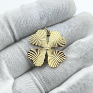 925 Sterling Silver Diamond Clover Charm, Beautiful Four Leaf Flower Diamond Charm, Designer Clover Diamond Charm, Handmade Pendant Gift