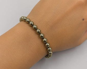 Pyrite Stone Bracelet: 8mm Gemstone, Handmade Healing Jewelry