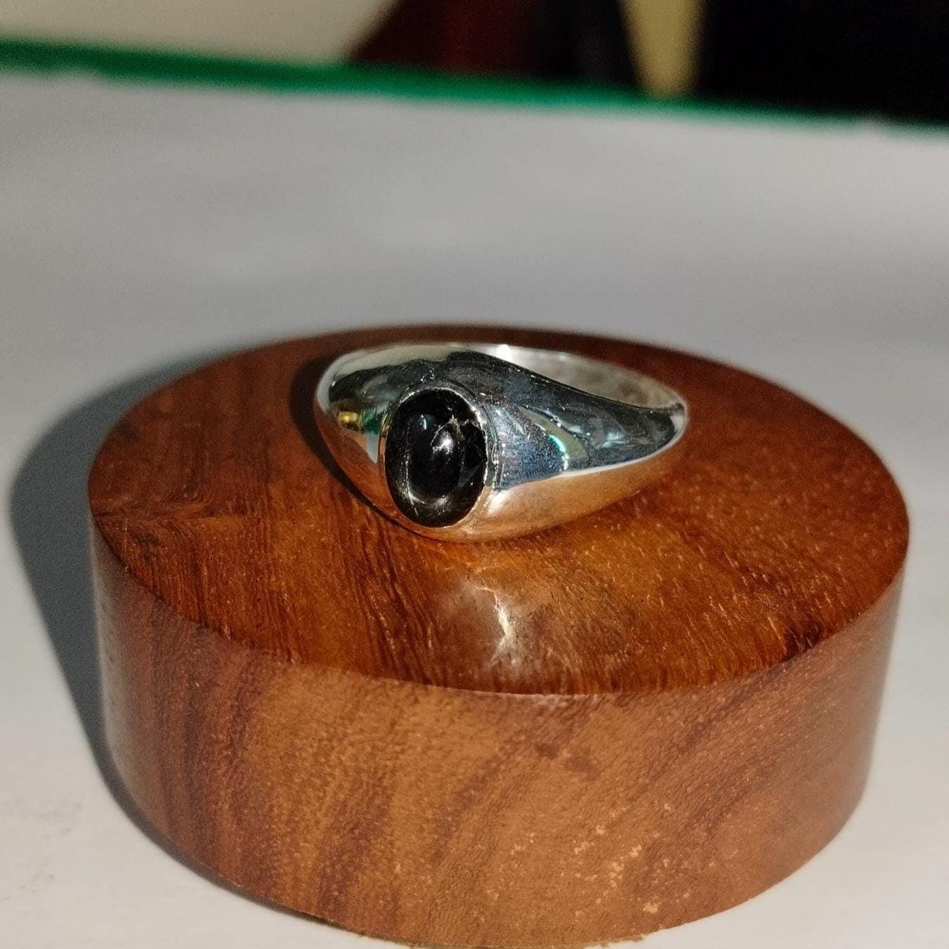 ハンドメイド ブラック スター サファイア リング、925 シルバー