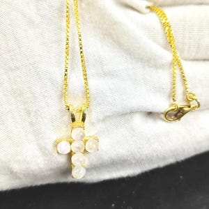Rainbow Moonstone Cross Pendant: Handmade Sterling Silver Charm