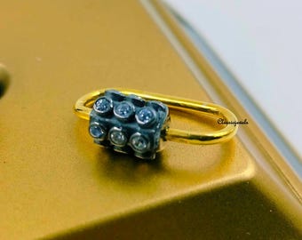 Cierre de mosquetón con diamantes en oro amarillo de 14 quilates - Joyería artesanal