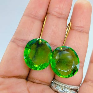 14K Gold Oval Peridot Earrings, Statement Earrings, Minimalist Birthstone Earrings, Peridot Jewelry Gift For Her, Christmas Gift.