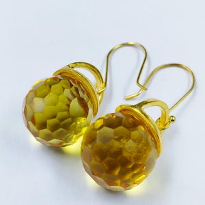 Citrine Earrings Dangle, Yellow Crystal Silver Earrings, Yellow Drop Earrings Lever back, Yellow Earrings Gold, November Birthstone Earrings