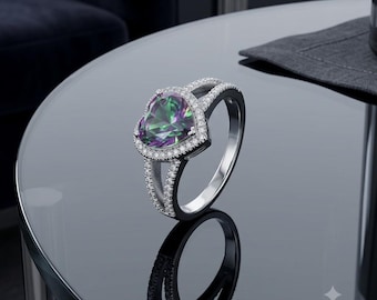 Hartring Rainbow Mystic Topaz, 925 sterlingzilver, zirkonia, zomersieraden