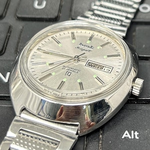 Vintage HMT Rajat Automatic Silver Dial Day/Date 21 Jewels Men&#39;s Wrist Watch