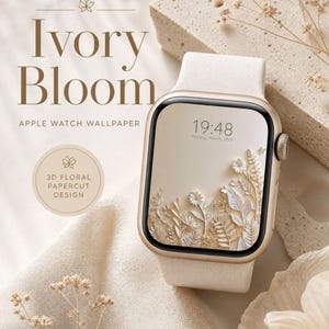 Ivory Bloom Apple Watch Face | 3D Floral Papercut Design (Digital Download)