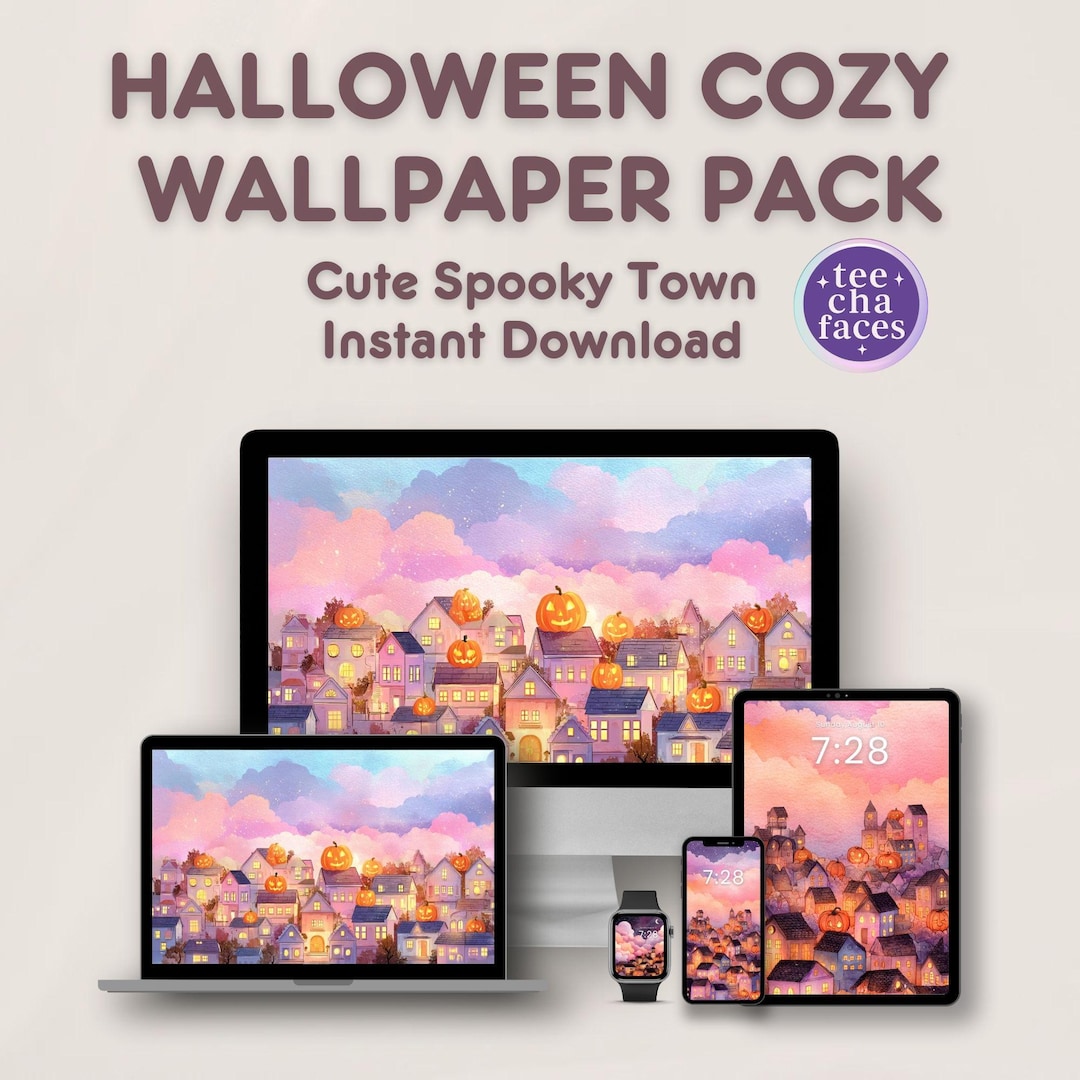 Halloween Cozy Digital Wallpaper Pack | Watch, Iphone, Ipad, Desktop