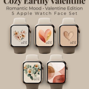 Fondo de pantalla para Apple Watch: Corazón neutro de San Valentín, 5 diseños, descarga instantánea, beige romántico y acogedor